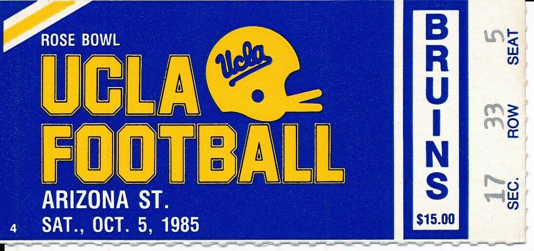 1985 UCLA Bruins vs. Arizona State Football Game Ticket Stub 148655