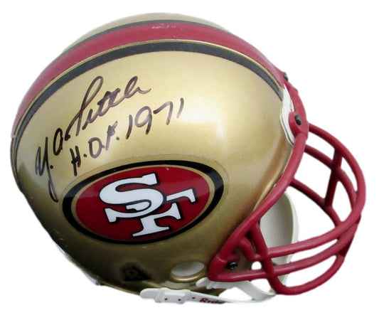 Y.A. Tittle HOF Signed/Inscribed Micro Mini Helmet San Francisco 49ers 188195