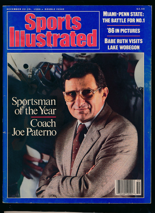 December 22, 1986 Sports Illustrated Magazine Joe Paterno Penn State on Cover