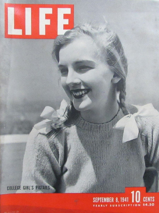 Vintage LIFE Magazine September 8, 1941 College Girl's Pigtails WWII 164641