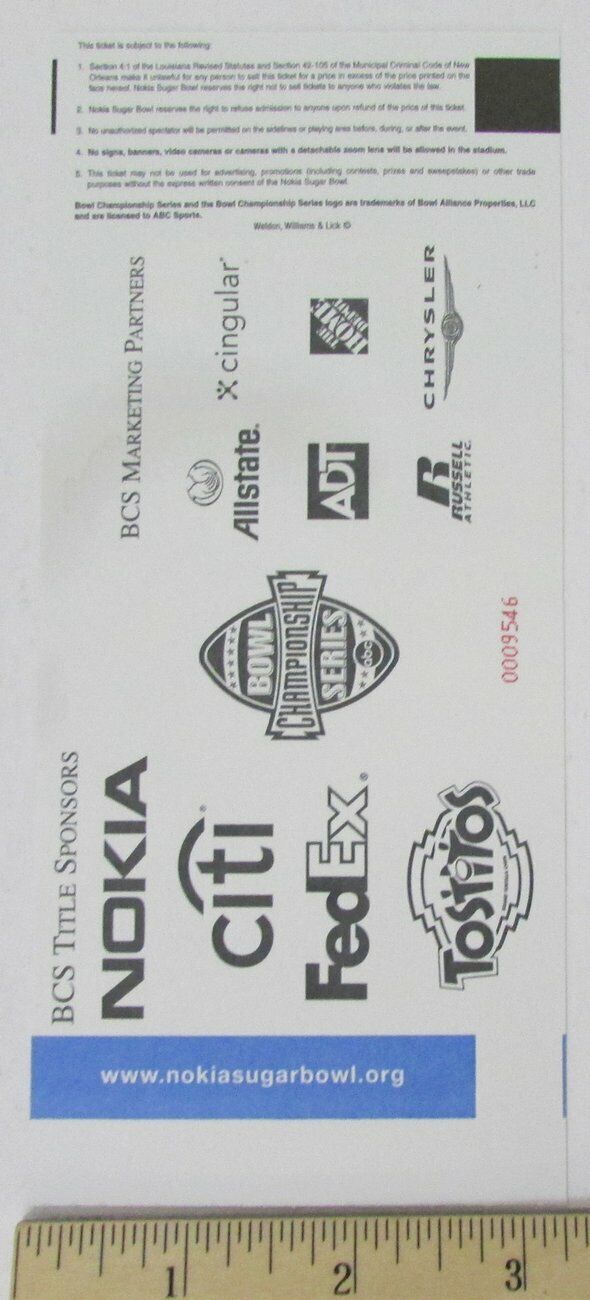 2005 Sugar Bowl Full Ticket Undefeated Auburn vs Virginia Tech 155106