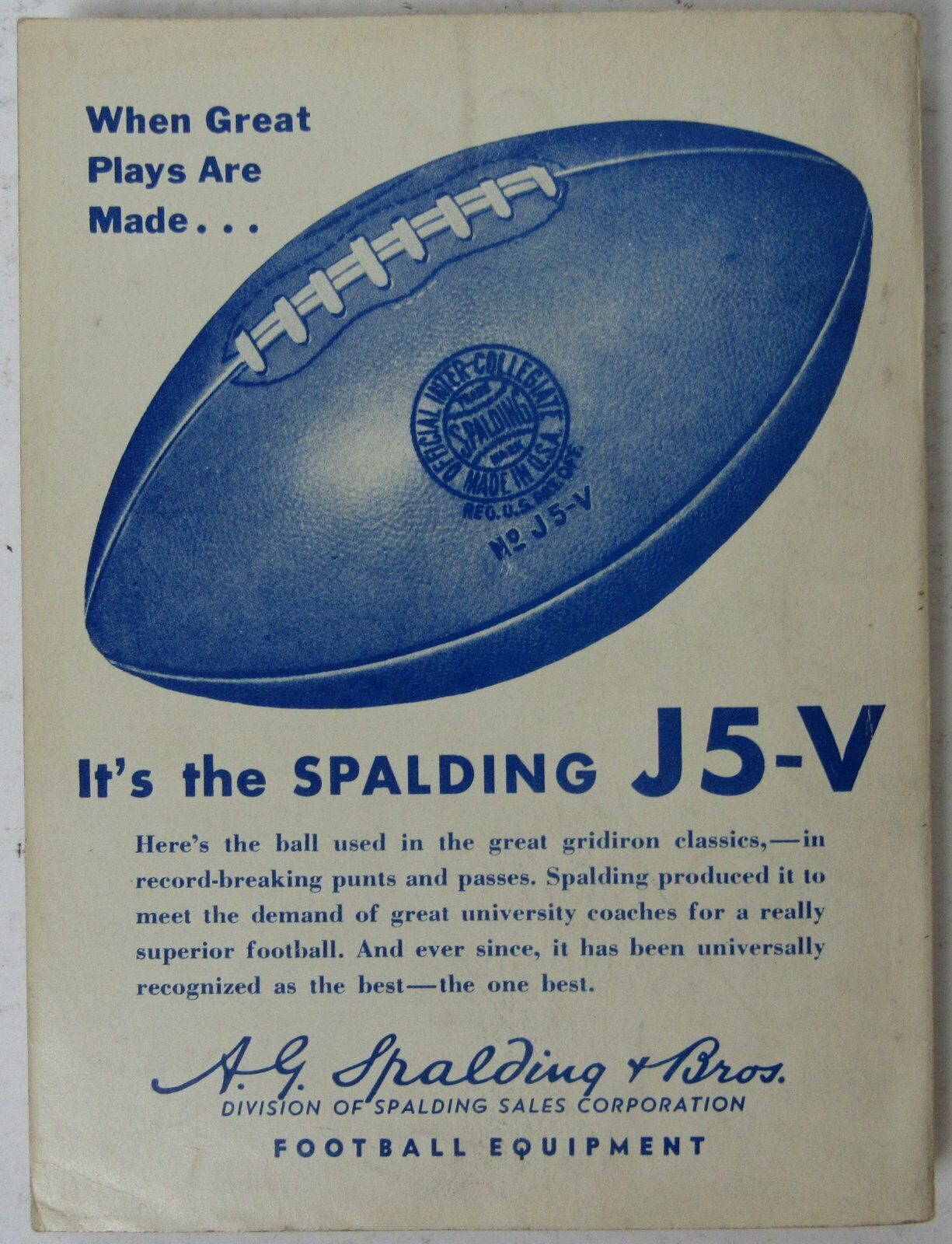 1940 Spaldings Athletic Library NCAA Football Annual with Rules 144937