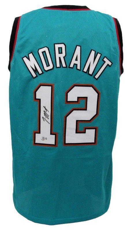 Ja Morant Autographed Teal Custom Basketball Jersey Vancouver Beckett