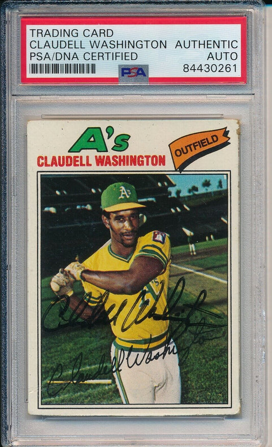 Claudell Washington Oakland A's Signed/Auto 1977 TOPPS Card #405 PSA/DNA 164241