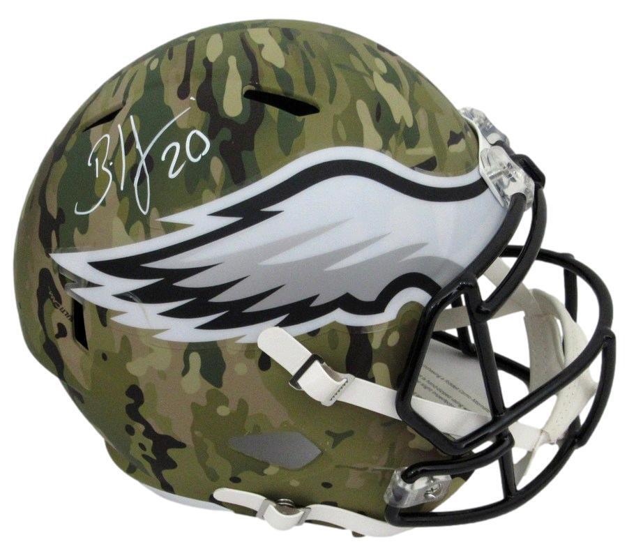 Brian Dawkins HOF Autographed Full Size Camo Replica Helmet Eagles BAS 181019