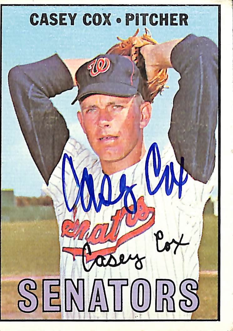 Casey Cox Washington Senators Signed/Autographed 1967 TOPPS Card #414 189498
