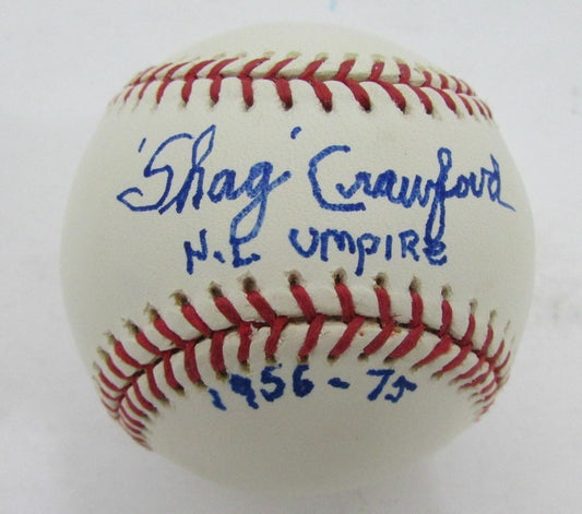 Shag Crawford Umpire Future HOF Autographed/Signed OML Baseball PSA/DNA 133921