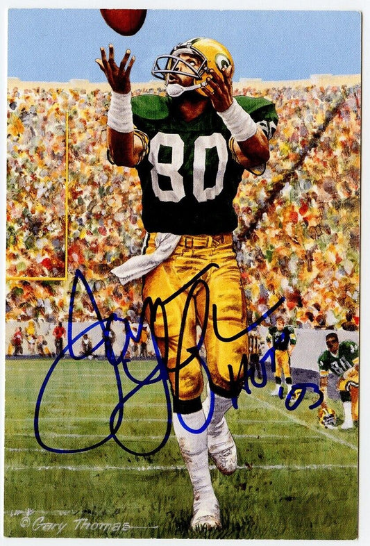 James Lofton Signed Goal Line Art GLAC Postcard w/HOF Packers PSA/DNA 160284