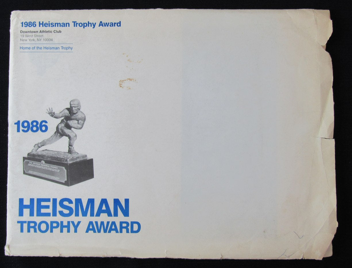 1986 Heisman Trophy Award Downtown Athletic Club Press Folder 181824