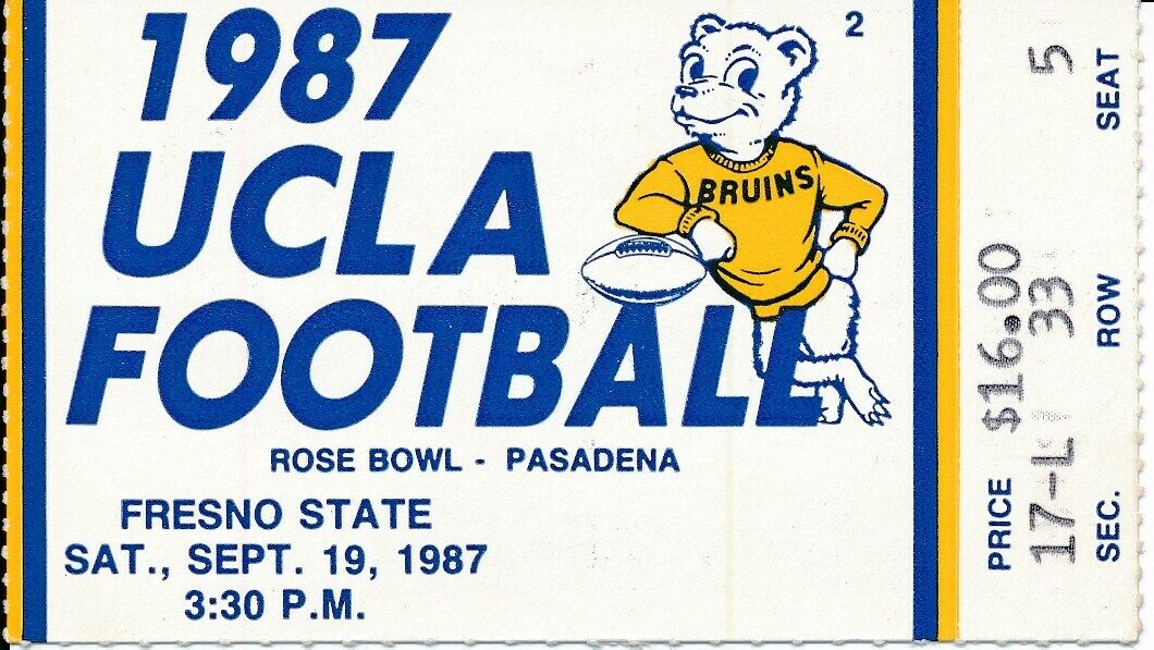 1987 UCLA Bruins vs. Fresno State Football Game AIKMAN Ticket Stub 148641