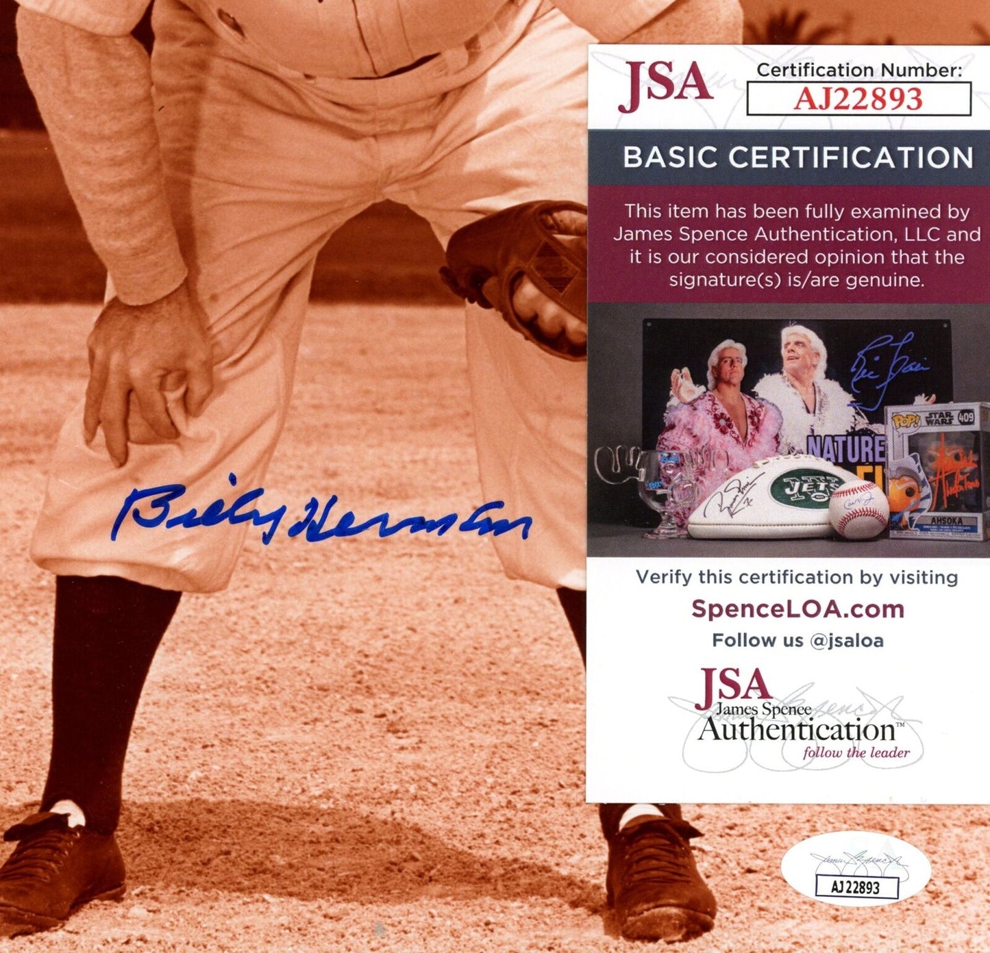 Billy Herman HOF Autographed 8x10 Photo Brooklyn Dodgers JSA 177854