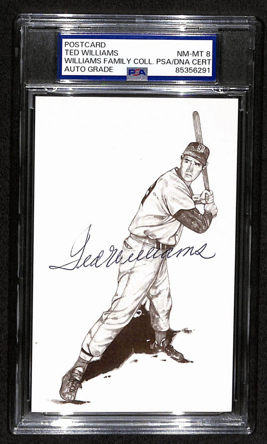 Ted Williams HOF Signed/Auto 5.5x3.5 Postcard Red Sox PSA/DNA NM-MT 8 193205
