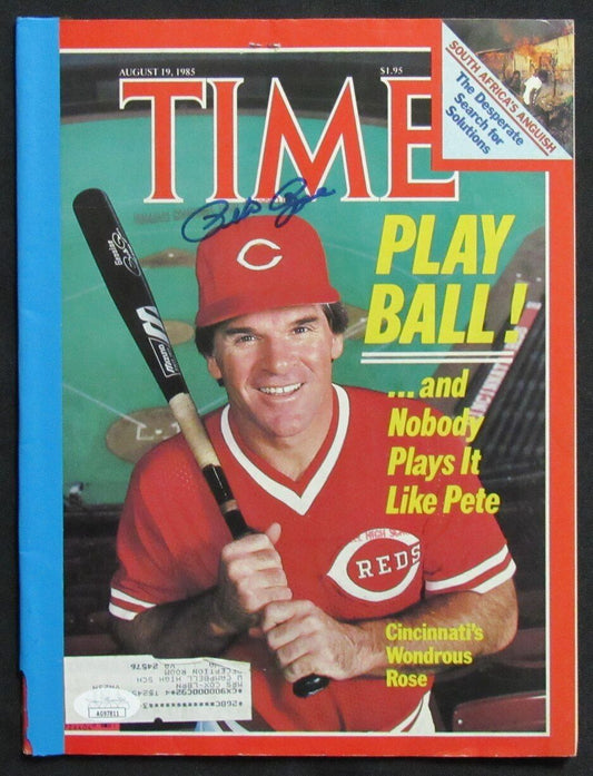 Pete Rose Autographed August 19, 1985 TIME Magazine Cincinnati Reds JSA