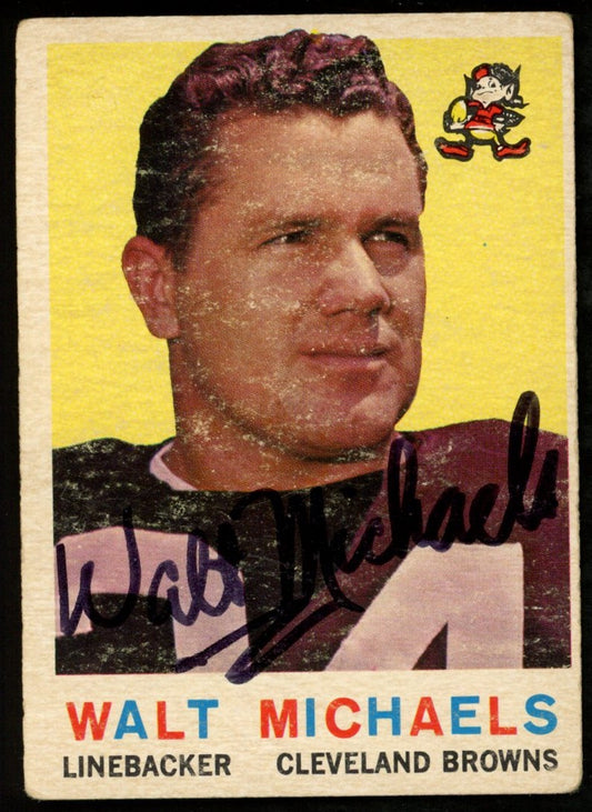 1959 TOPPS Football Card #26 Signed/Auto Walt Michaels Cleveland Browns