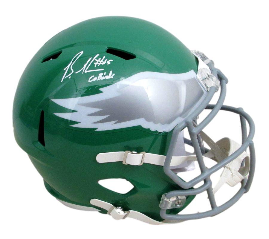 Brandon Graham Signed/Inscr Full Size Kelly Replica Helmet Eagles JSA 183390