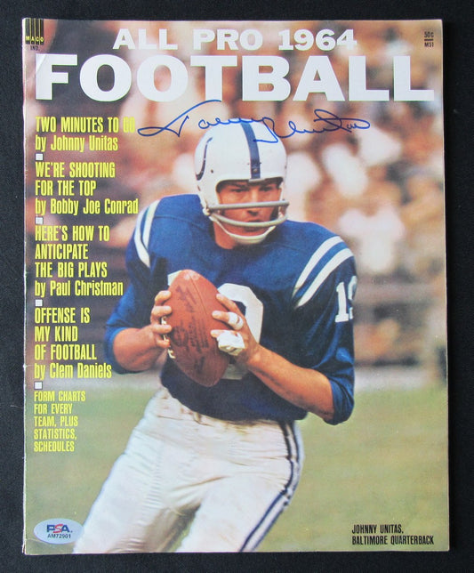 Johnny Unitas HOF Signed All Pro 1964 Football Magazine Colts PSA/DNA 184609