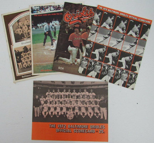 Lot of 5 Baltimore Orioles Official Scorecard/Programs (1969,70,72,75,77) 144223