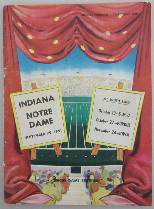 September 29, 1951 Indiana vs. Notre Dame College Football Game Program 192983