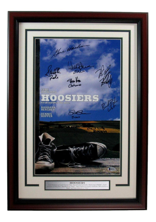 "Hoosiers" Cast Signed by 8 Members 11x17 Movie Poster Framed Beckett 187193