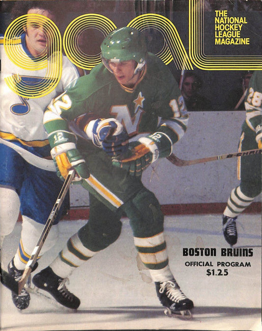 1977 GOAL Boston Bruins vs. Minnesota North Stars Hockey Program 179638