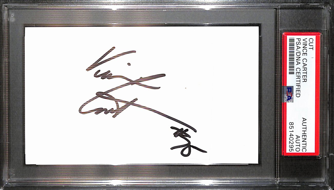 Vince Carter Autographed/Signed Cut 3x5 Index Card Atlanta Hawks PSA/DNA 187355