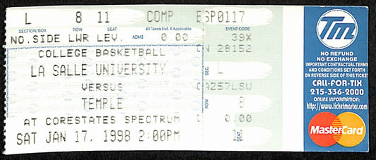 January 17, 1998  LaSalle vs Temple College Basketball Ticket Stub 190208