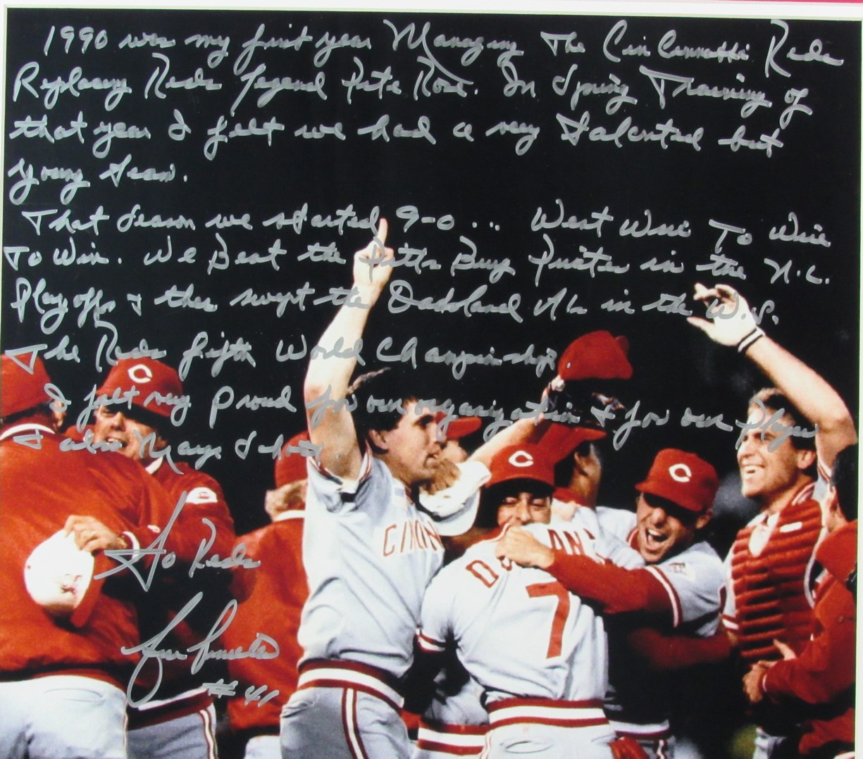 Lou Piniella Autographed/Hand Inscribed 16x20 Photo Reds Framed Fanatics 183693