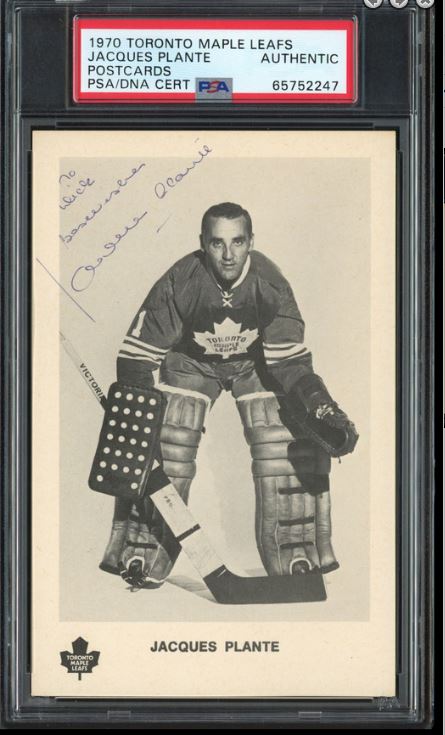 1970 Jacques Plante HOF signed/autographed Maple Leafs Postcard PSA/DNA 184853