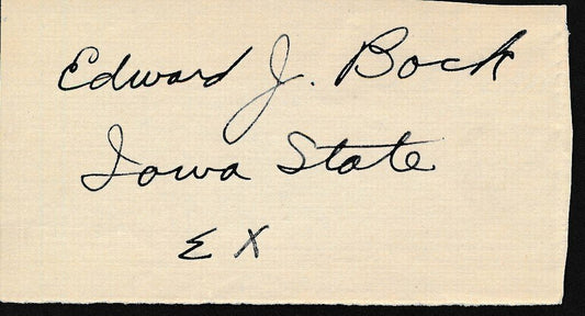 Edward Bock Iowa State Signed Vintage 1938 Note Card 142549