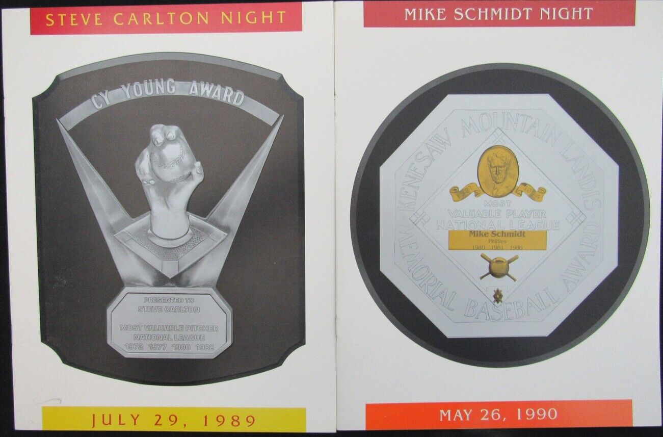 Lot of 2 Commemorative Programs Steve Carlton and Mike Schmidt Nights 157930