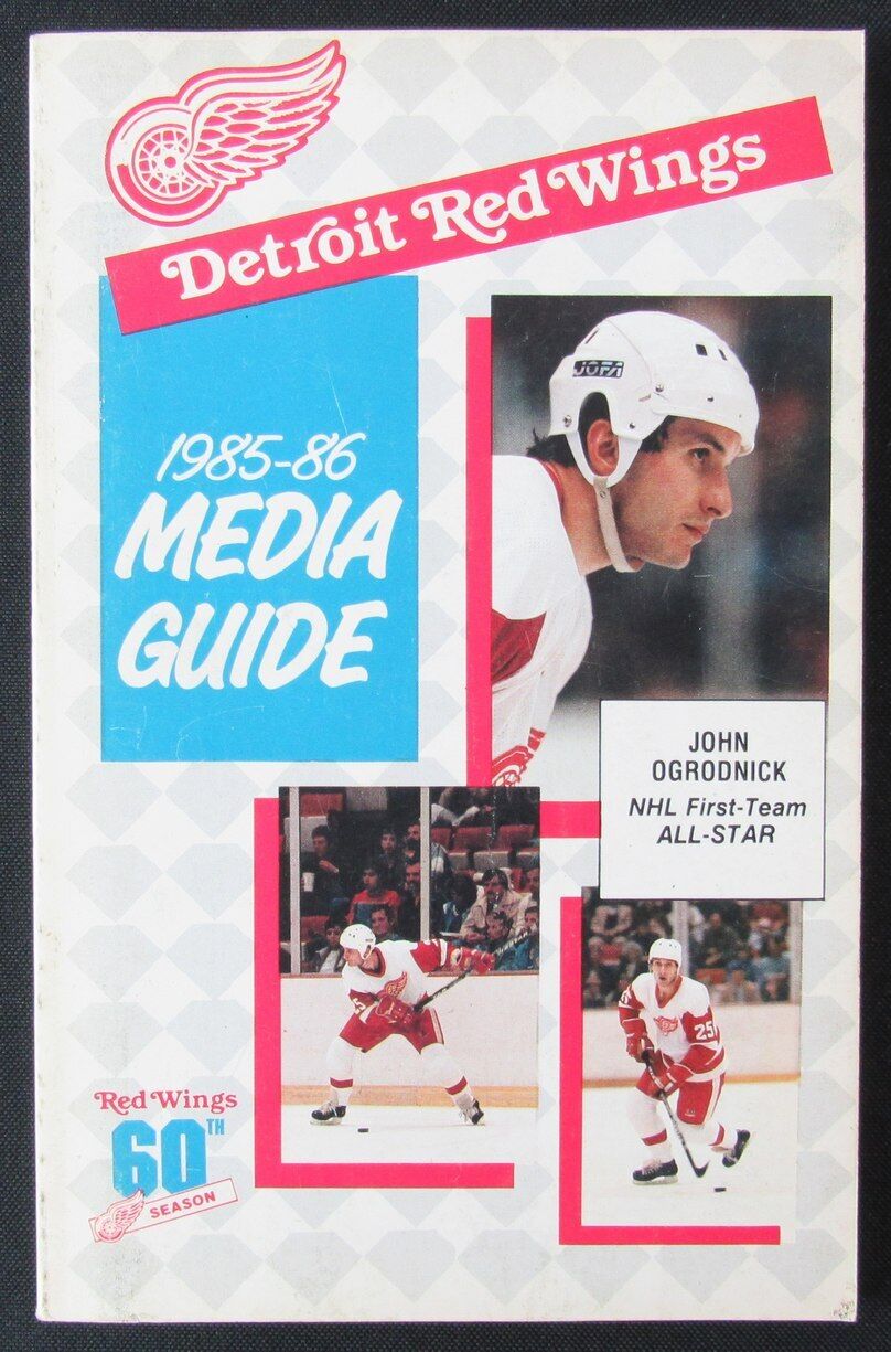 1985-86 Detroit Red Wings Media Guide John Ogrodnick on Cover