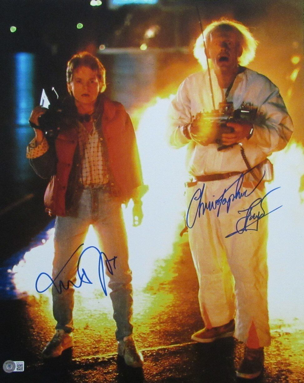 Michael J Fox/Christopher Lloyd Back to Future Signed 16x20 Photo BAS/JSA 164149