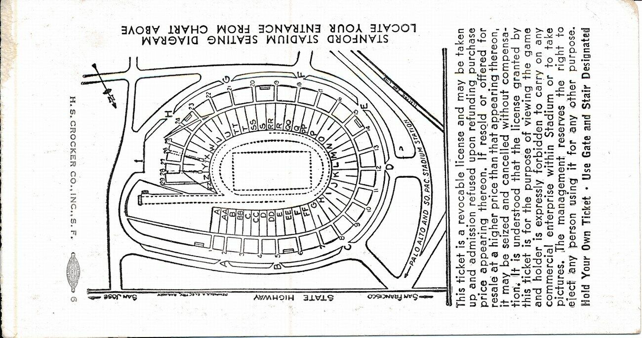 1953 USC Trojans vs. Stanford Football Game Ticket Stub 148456