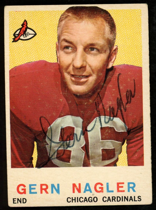 1959 TOPPS Football Card #93 Signed/Auto Gern Nagler Chicago Cardinals