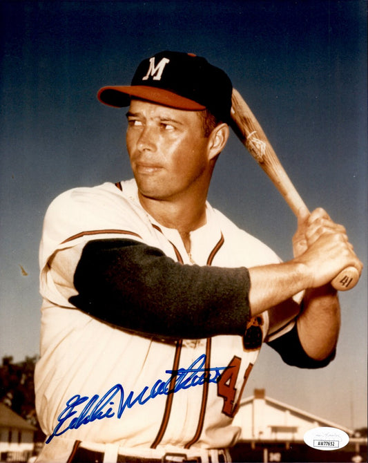 Eddie Mathews HOF Signed/Autographed 8x10 Photo Milwaukee Braves JSA 191339