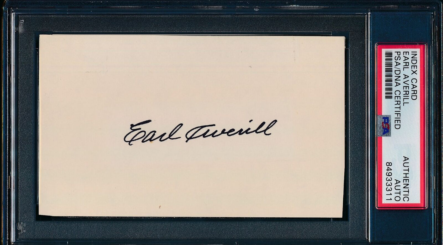 Earl Averill HOF Autographed 3x5 Index Card Cleveland Indians PSA/DNA 179467