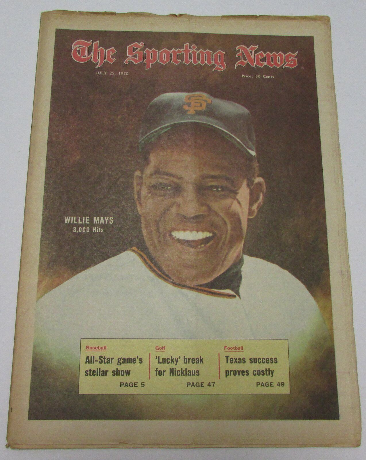 Willie Mays San Francisco Giants July 25, 1970 Sporting News Cover 144660