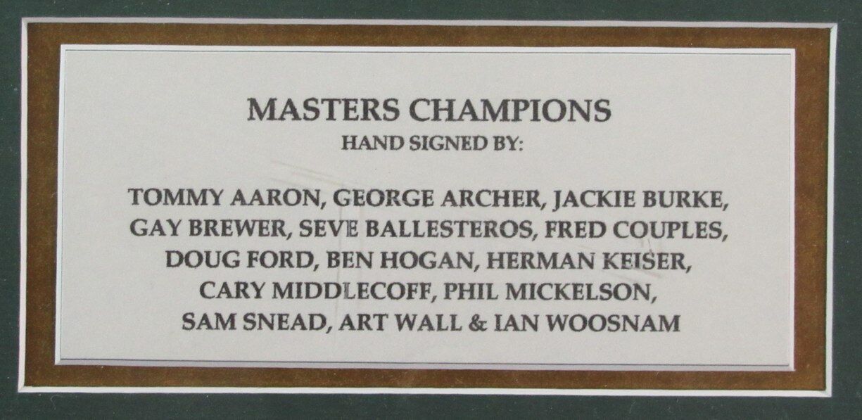 Masters Champions Multi Autographed 14 Cut Cards with Photos Framed JSA 179132