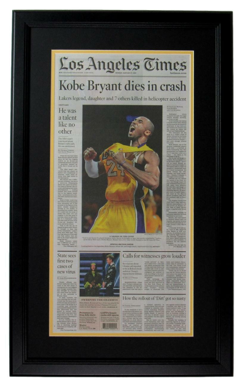 Kobe Bryant Los Angeles Lakers  LA Times Front Page Newspaper Framed 149408