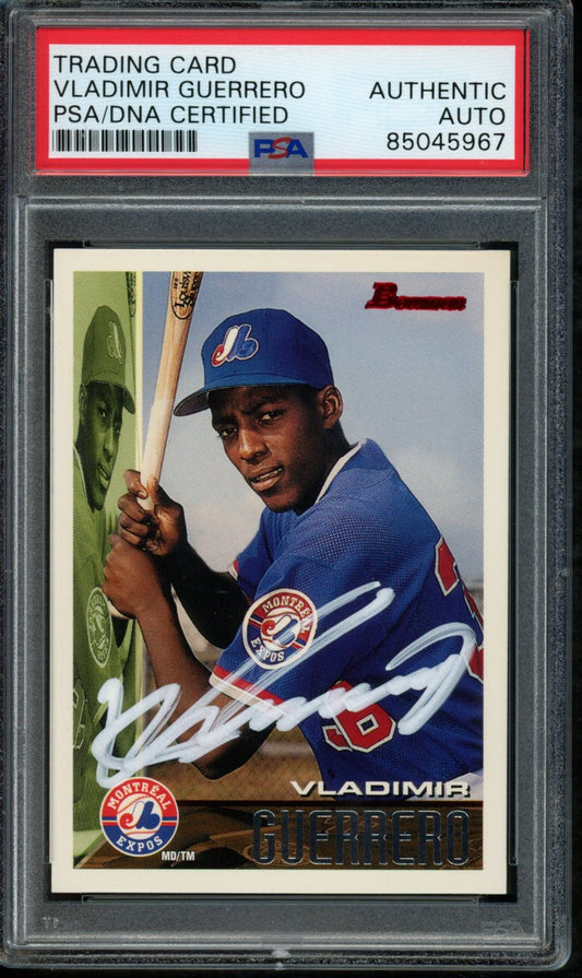 Vladimir Guerrero Montreal Expos Autographed 1995 Bowman Rookie Card #90 PSA/DNA