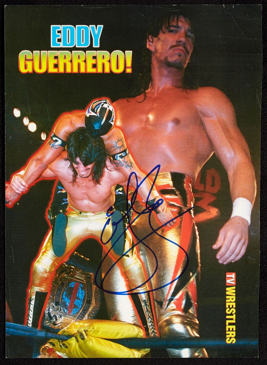 Eddy Guerrero Autographed Magazine Photo TV Wrestling Beckett 168078