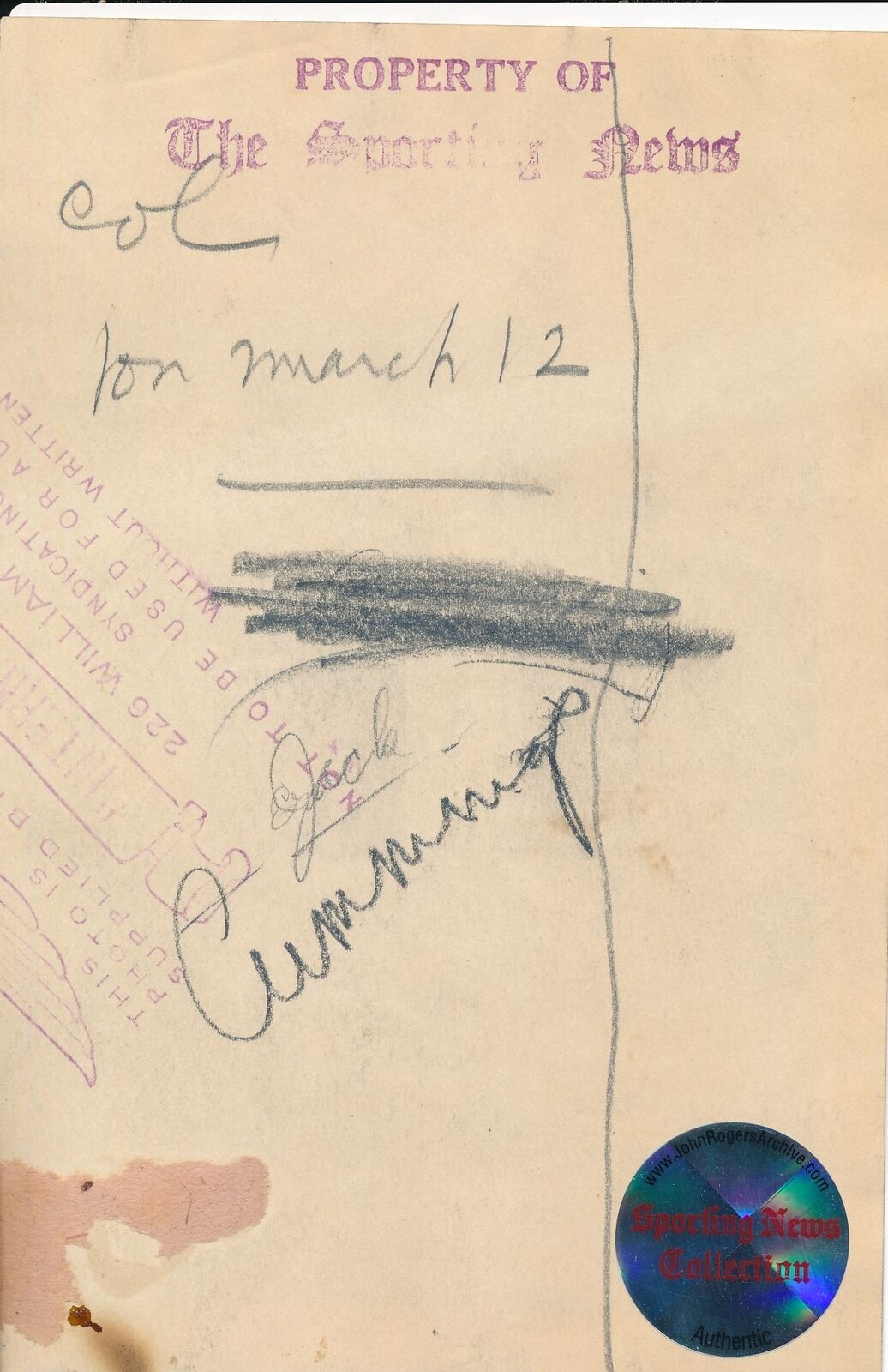 Jack Cummings 4x6 B/W 1927 Press Wire Photo New York Giants