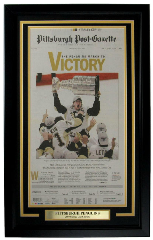 Pittsburgh Penguins 2009 Stanley Cup Champs Post Gazette Newspaper Framed 157847