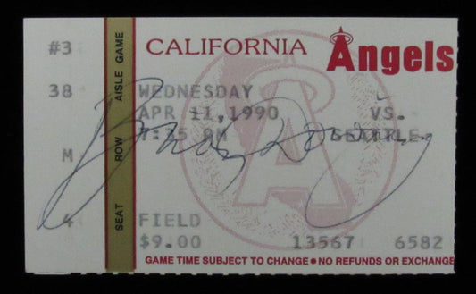 Brian Downing Signed April 11, 1990 Ticket Stub Angels vs. Mariners 184922