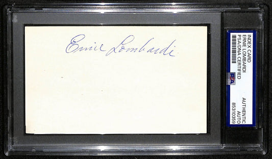 Ernie Lombardi HOF Signed/Auto 3x5 Index Card Cincinnati Reds PSA/DNA 190616