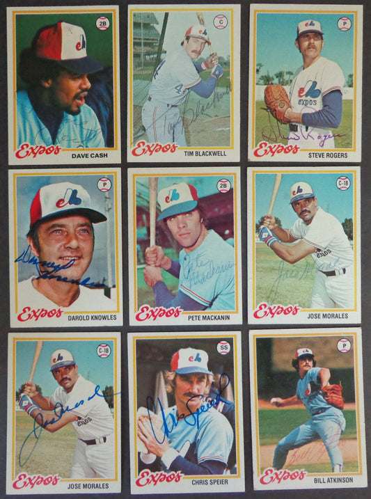 Lot of (9) Montreal Expos Autographed 1978 TOPPS Baseball Cards 183158