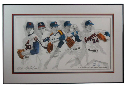 NOLAN RYAN Auto 13X23 Framed Litho "5000th Strikeout" A.P 10/50 Murray Tinkleman