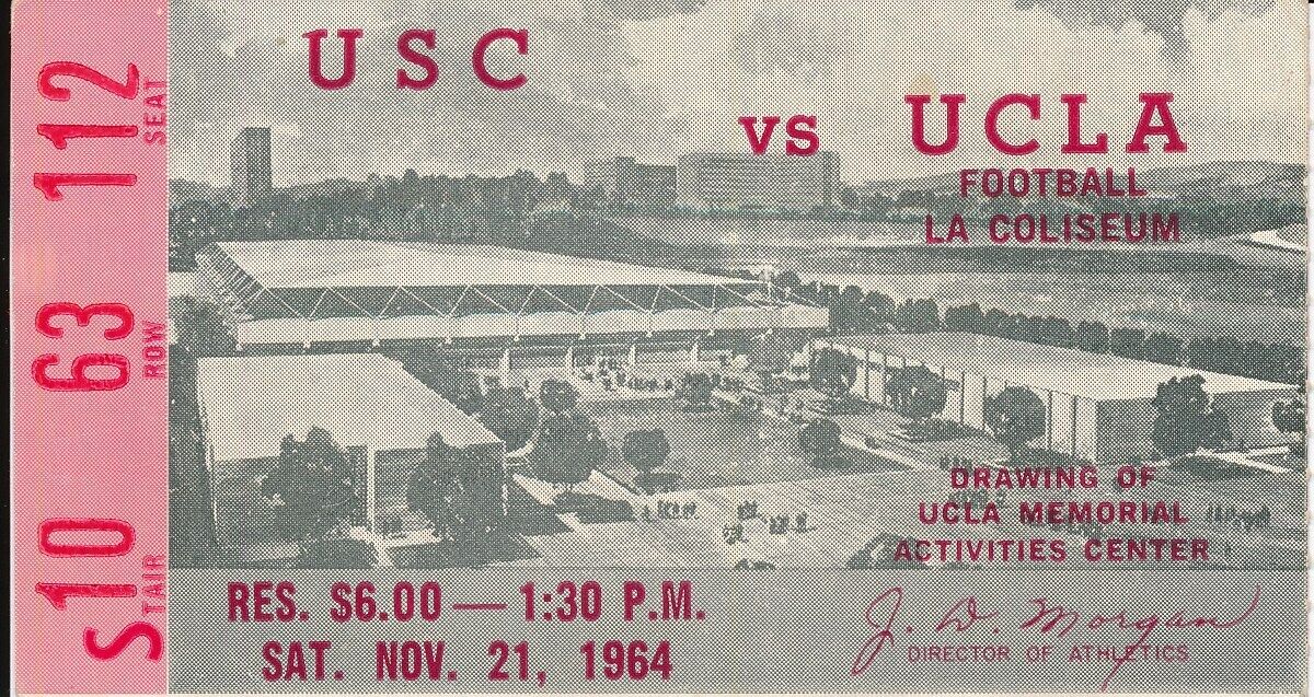 1964 USC Trojans vs. UCLA Football Game Ticket Stub 148529