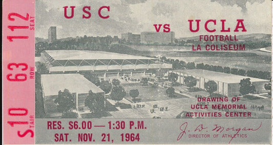 1964 USC Trojans vs. UCLA Football Game Ticket Stub 148529