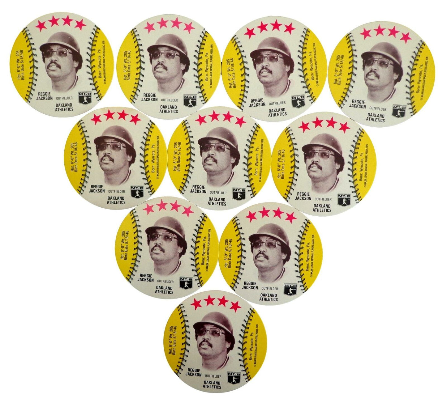 Lot of 10 - 1976 MSA Isaly's Discs Reggie Jackson HOF Oakland Gem Mint 153885